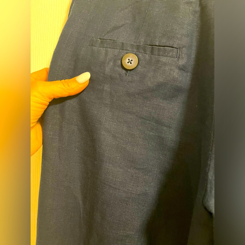 Anthropologie Elevenses High waisted Wide leg linen Pants in dark blue size 6 - Picture 6 of 11